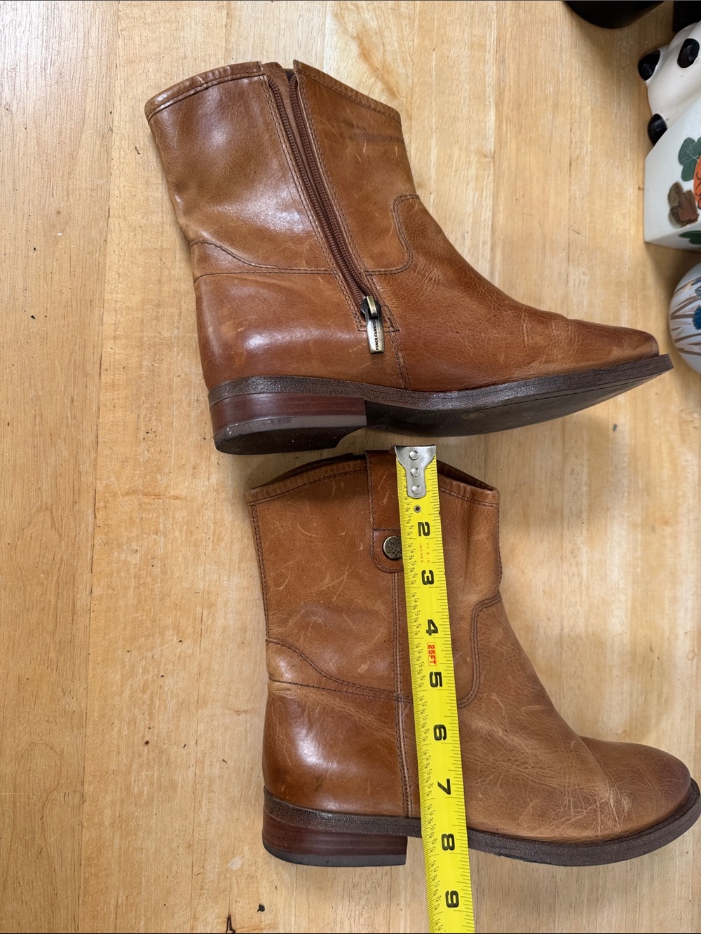 Tan Leather Zip Short Boots Women’s Size 8M - Picture 8 of 10